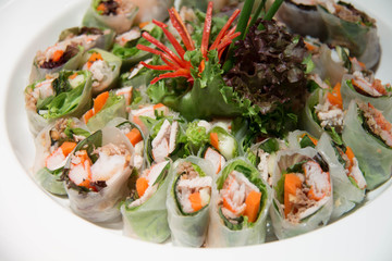 Roll Salad vegetables and crab stick
