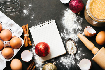 Xmas baking or cooking background.