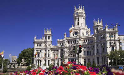 The Cybele Palace (City Hall), and the fountain in Madrid, Spain