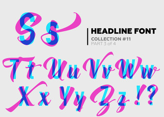 Expressive Decorative Typography. Display Type with Glitch Overlay Effect.