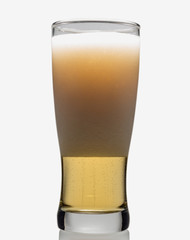  Beer  bubbles in glass on white background,close up