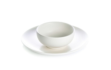 Cup with saucer on white background