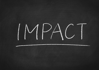impact concept word on a blackboard background
