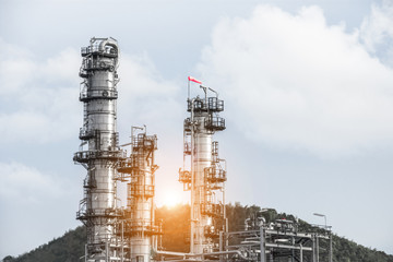 Close up Industrial zone. Plant oil and gas refinery industry.