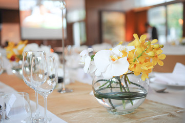 table set and orchid
