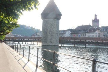 Historic city center of Lucerne. Swiss landmark - May 28, 2017 : Lucerne During the high season of...