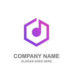 Abstract Geometric Music Note Logo Icon Vector 