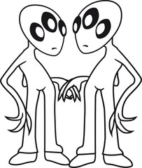 2 freunde team paar pärchen liebe händchen halten gruselig groß horror halloween grusel ausserirdischer grey cool aliens Ufo untertasse