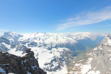 Fototapeta na wymiar Mt. Titlis, Switzerland From the viewpoint 360 degree panoramic, the popular tourist attractions of Switzerland.