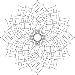 Obraz premium black and white online art. Geometric Round Floral Ornament