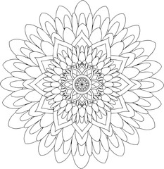 black and white online art. Geometric Round Floral Ornament