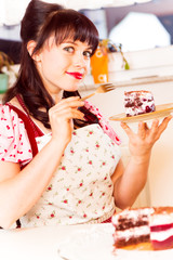 Vintage Girl Enjoying A Piece Of Cake