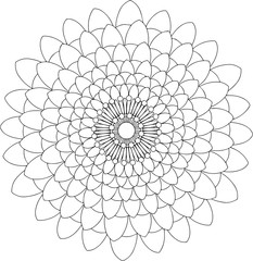 black and white online art. Geometric Round Floral Ornament