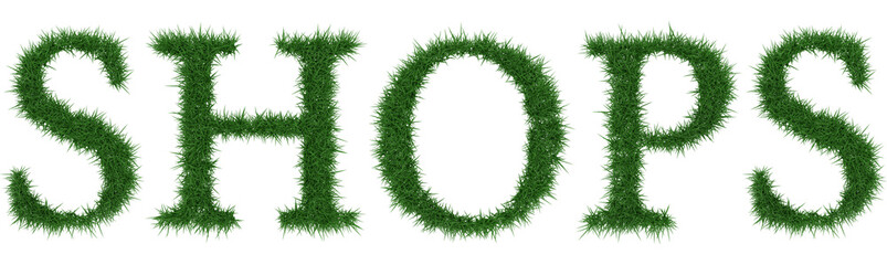 Shops - 3D rendering fresh Grass letters isolated on whhite background.