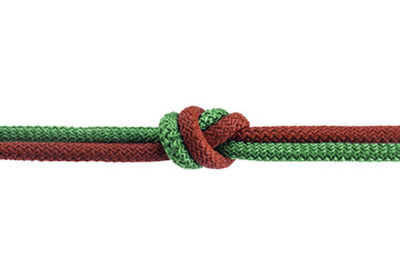 Two wire string knotted isolated on a white background. with clipping path
