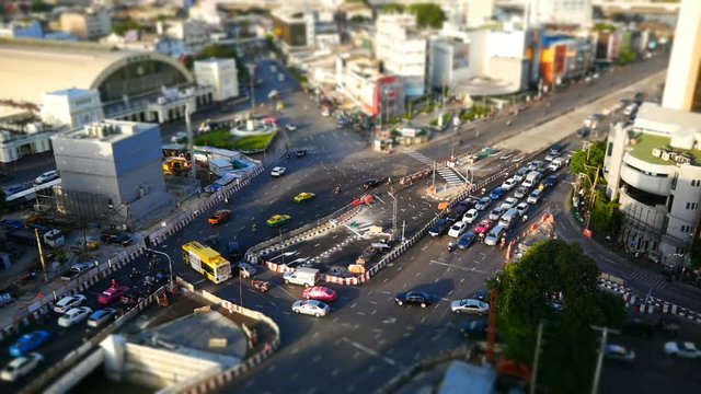 Speed Video Highview Of Traffic On Road Near Bangkok Railway Station