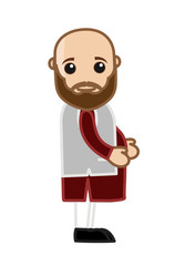 Funny Bald Fat Man Character Staring