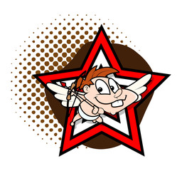 Retro Kid Cupid Star Background