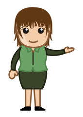 Obraz premium Young Girl Presenting - Cartoon Concept