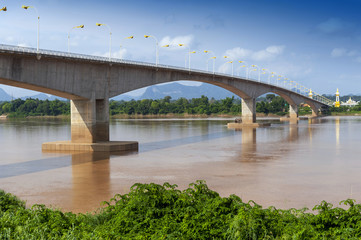 Fototapeta premium The Third Thai–Lao Friendship Bridge over the Mekong River connecting Nakhon Phanom Province in Thailand with Thakhek, Khammouane Province in Lao PDR.