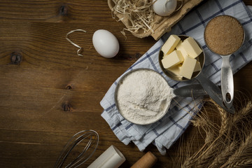 Baking ingredients in measuring cups