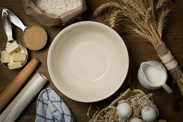 Baking ingredients in measuring cups