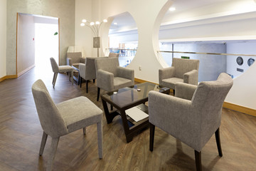 Hotel lobby cafe interior