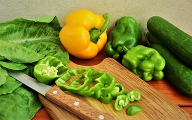 Paprika sliced on a cutting board.