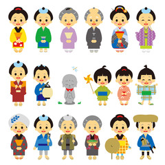 江戸時代　時代劇　商人　農民　旅人　子供