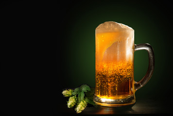 A glass of fresh, cold beer