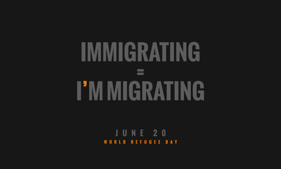 Immigrating I'm migrating 20 June World Refugee Day Concept (Vector Illustration Poster Design)