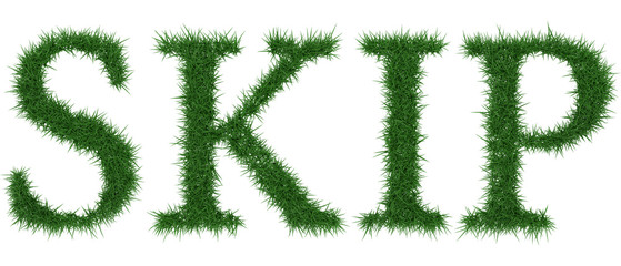 Skip - 3D rendering fresh Grass letters isolated on whhite background.