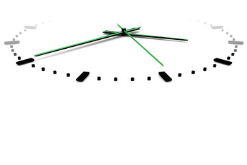 3D render, 3d illustration. Abstract clock, dial with a marking and arrows. 