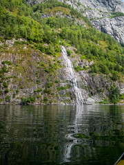 Fototapeta na wymiar Exploring the amazing Naerofjord in Norway with the kayak - 2