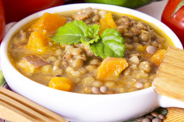 tasty lentil stew with tomatoes