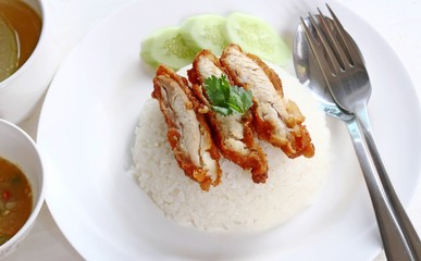Thai gourmet fried chicken with rice