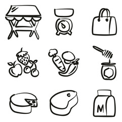 Market Place Icons Freehand 