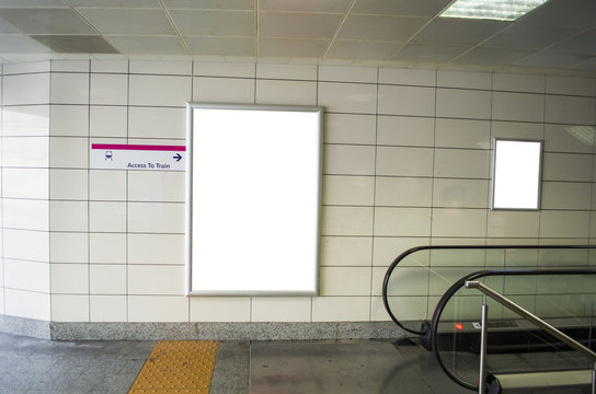 Blank Billboard In Subway Station