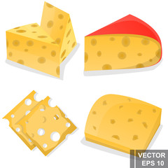 Set of cheese. Yellow. A useful dairy product. A piece. For your design.
