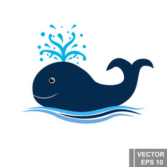 Naklejka premium Whale. A fish. Children's. Fountain. Marine inhabitant. For your design.