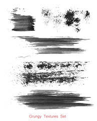 Grungy brush strokes set over white background. Elements for your work and design. Eps10
