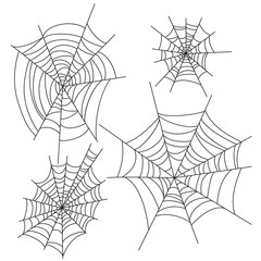 Spider web halloween vector decorations set. Cobweb party design elements.