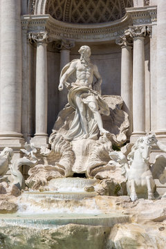 Detail from Trevi fountain in Rome, Italy - Oceanus statue