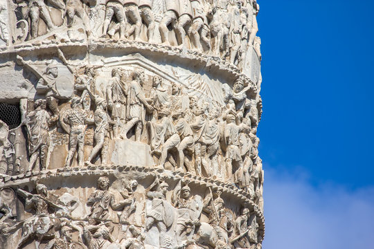 Detail of Marco Aurelio column in Rome, Italy
