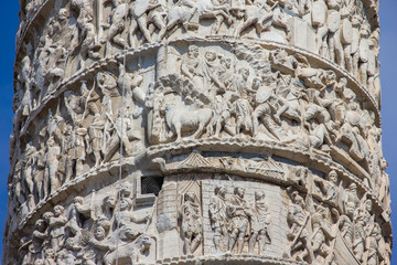 Detail of Marco Aurelio column in Rome, Italy