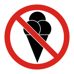 No ice cream, food and eating sign. Vector illustration.