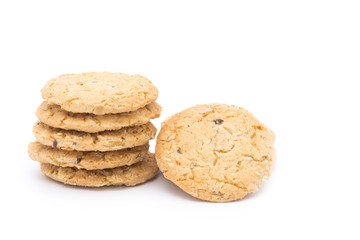 Cereal cookies or grains cookies isolated on white background.