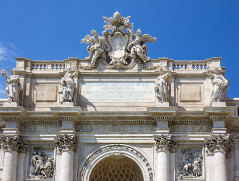 Detail from Trevi fountain in Rome, Italy