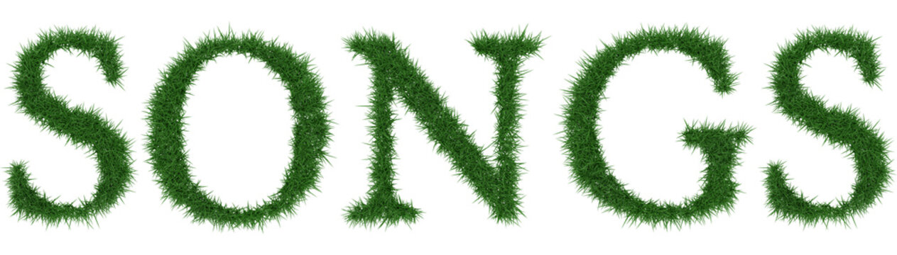 Songs - 3D rendering fresh Grass letters isolated on whhite background.