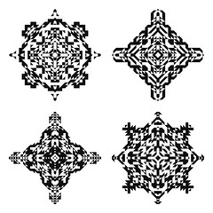 Navajo square shapes. Black and white boho ornaments. Isolated aztec patterns. Print concept for t-shirt design or tattoo.